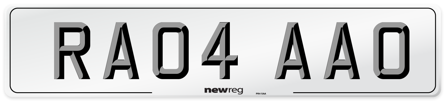 RA04 AAO Number Plate from New Reg